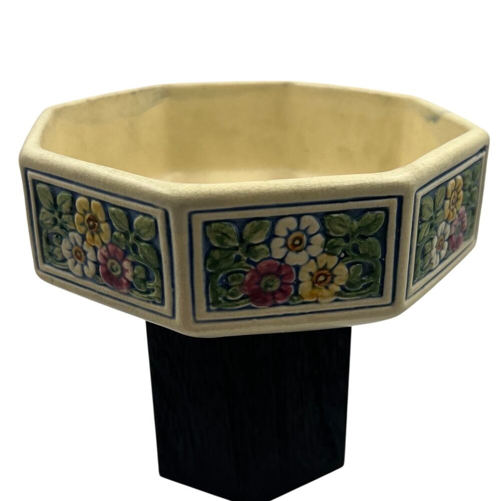 Vintage Weller Art Pottery Florala Shallow Bowl Planter Oval 1920's Cottage Core